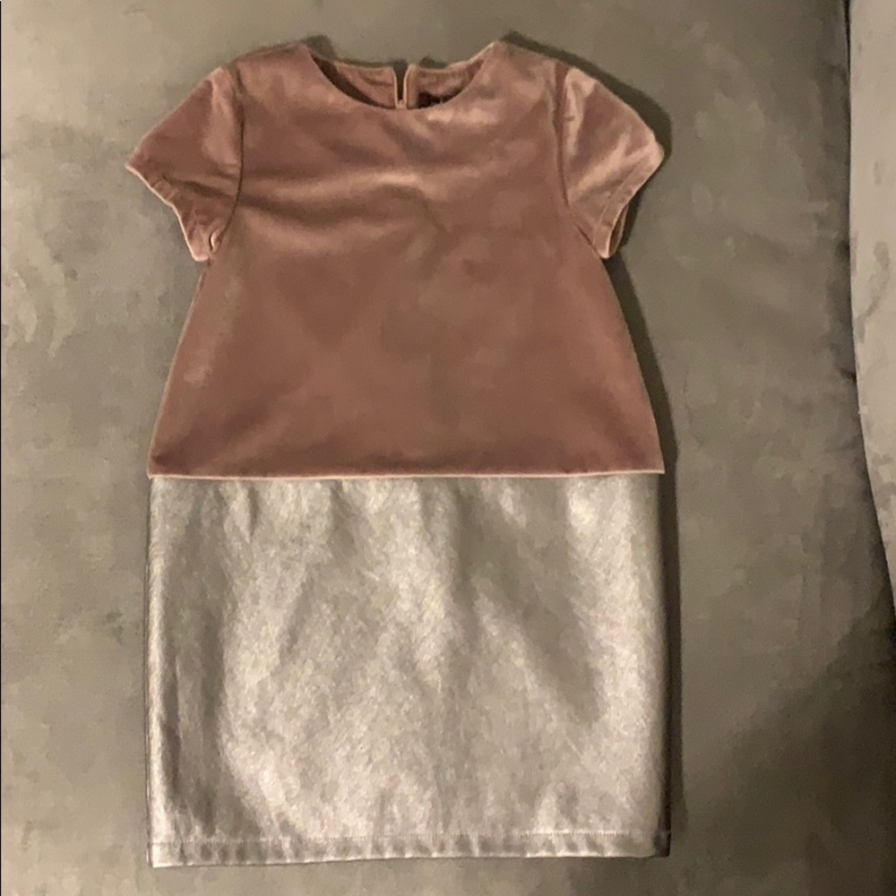 Imoga shift dress, mauve velvet, metallic leather!
